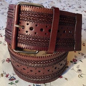 Nicole Miller Wide Wait Belt with Woven Panelling